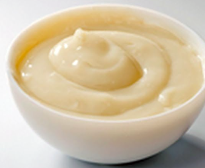 arrowroot pudding swirled in a bowl