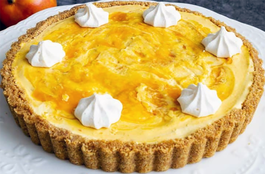 mango and banana custard tart