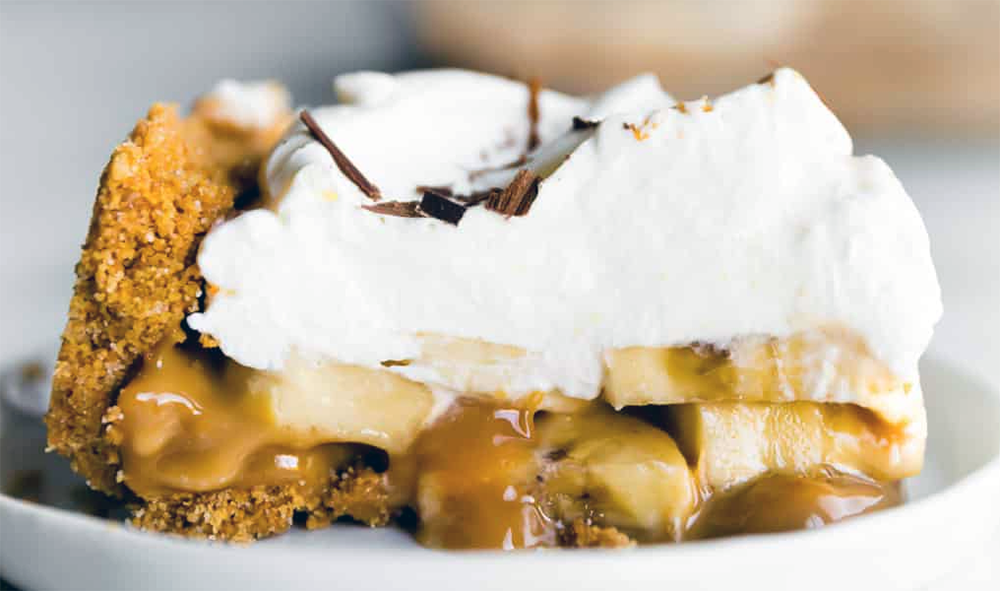 slice of banoffee pie presented on a plate