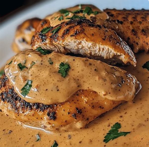 barbecued chicken breast served with a creamy chipotle chantilly sauce