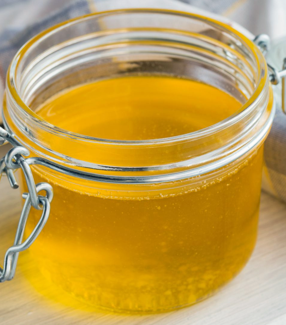 clarified butter in a glass jar