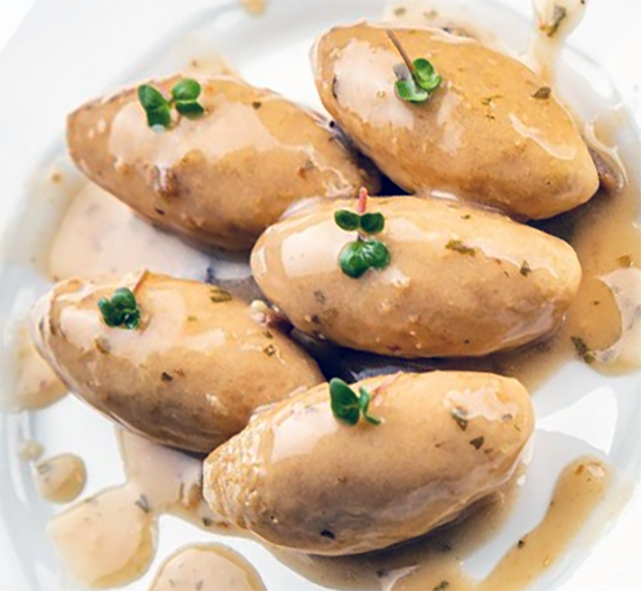 panada forcemeat quenelles on a plate