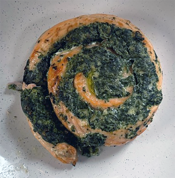 collared salmon with herb stuffing