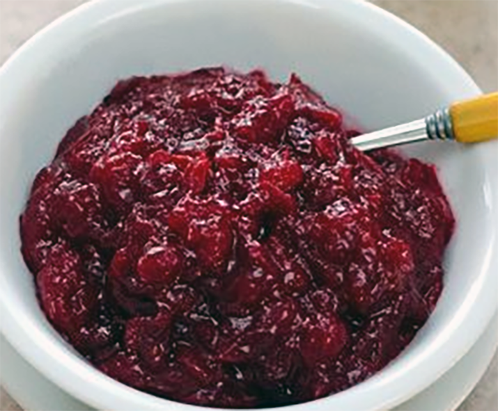 cowberry compote in a white bowl