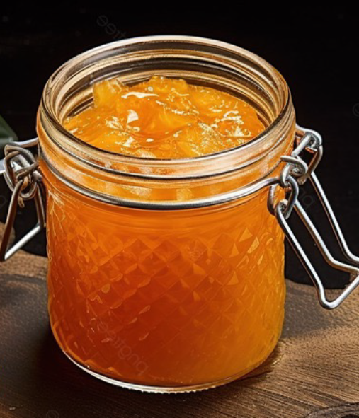 pineapple preserves in a clip-top jar