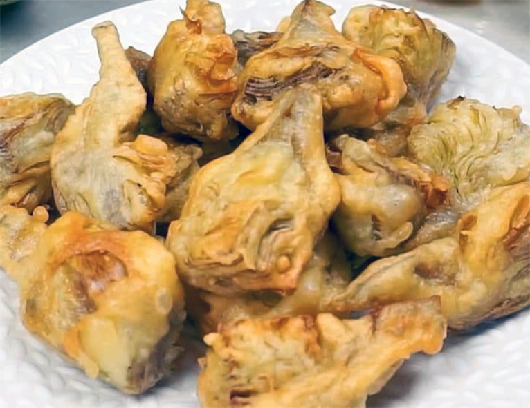 battered and fried artichoke petals