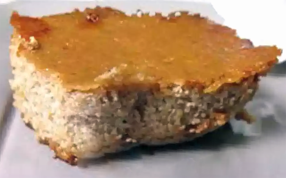 square of fonio millet cake served on a plate