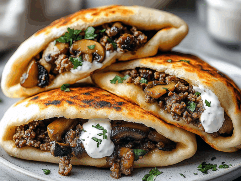 stuffed pita pockets that are buttered and grilled before serving
