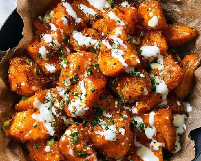 patatas bravas in tomato puree garnised with aioli