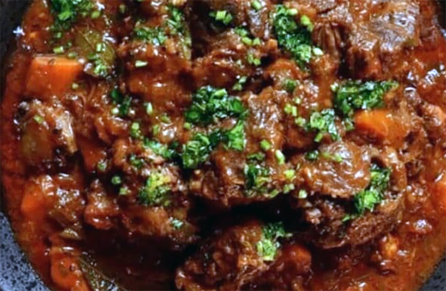 mutton and carrot casserole in a rich onion sauce