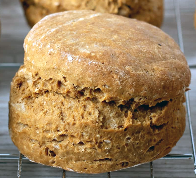 brown treacle scone cooling on a wire rack