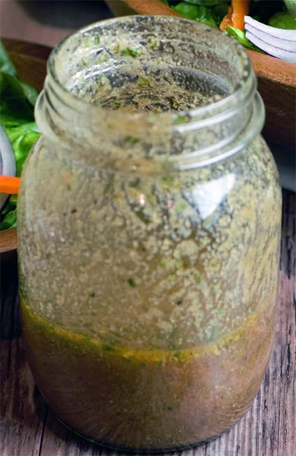 Italian dressing in a glass jar