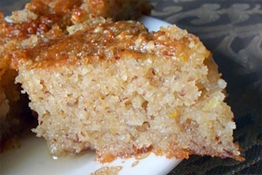 diamond piece of Khobz Tunis cake on a plate