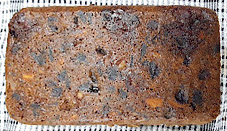 rich fruited Murrumbidgee loaf Cake on a tea towel