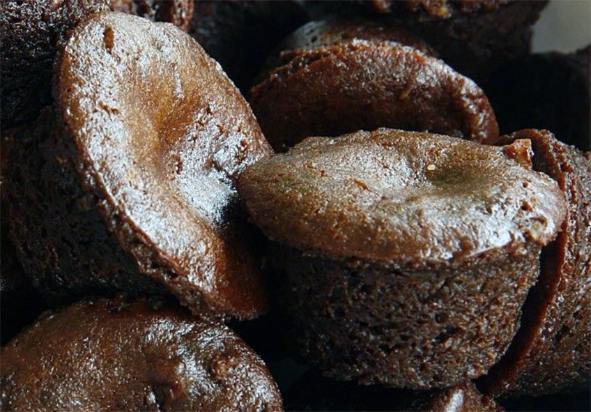 New Orleans black muffins piled in a bowl