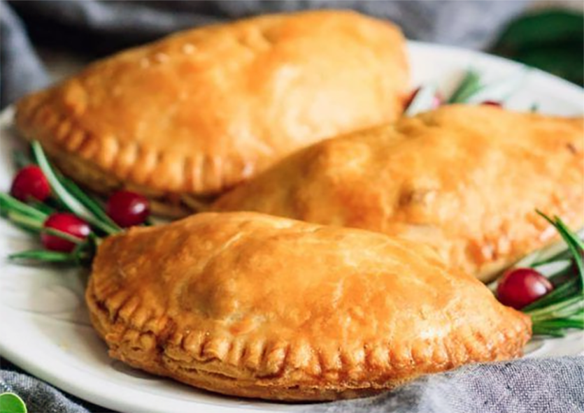 Nigerian turkey and sweet potato pie/pasty on a plate