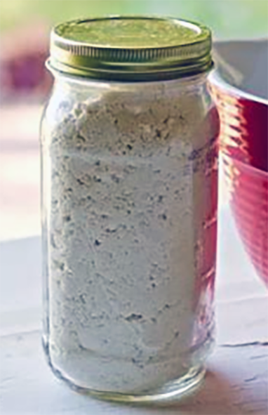 oil baking mix in a glass jar
