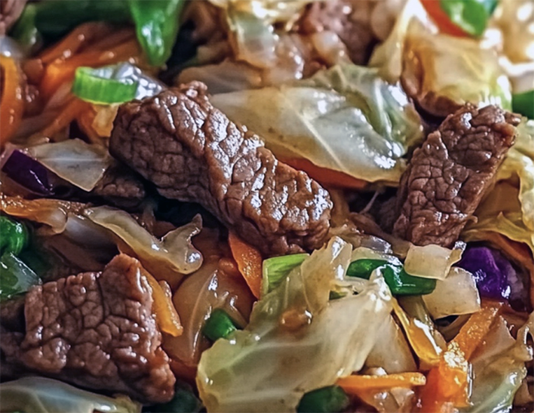 beef fried with cabbage