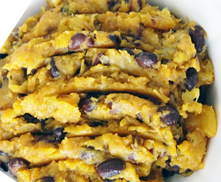 crushed plantains on a plate
