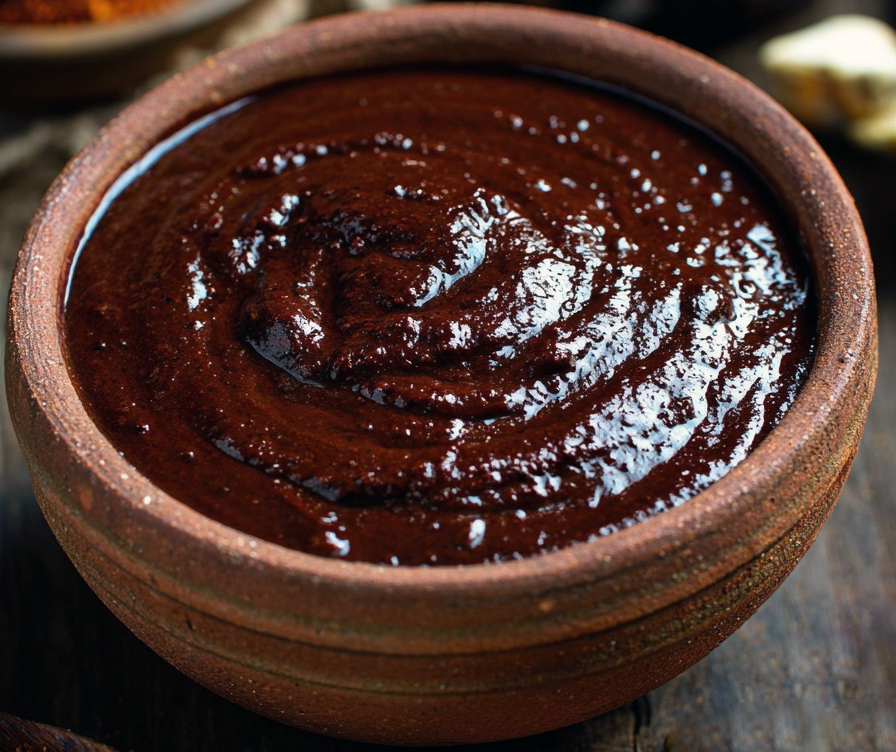 quick chocolate mole sauce in a bowl