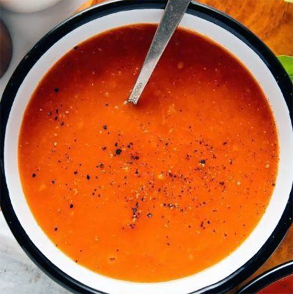 roasted tomato and bell pepper sauce in a bowl