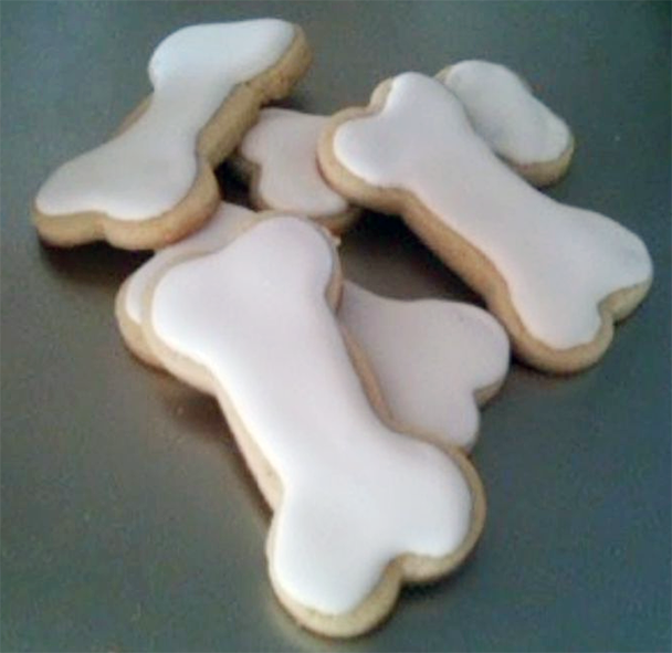 Halloween bone cookies jumbled in a pile