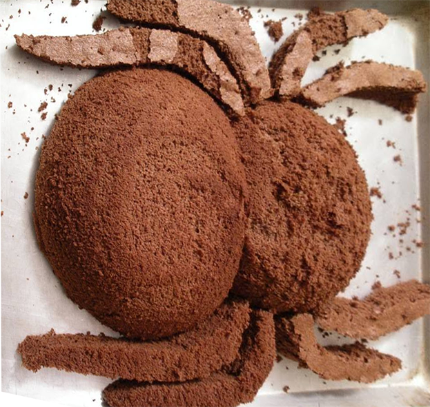 jell-o filled spider cake on a baking tray