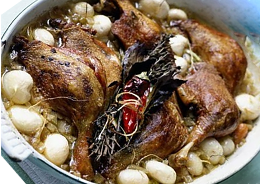 duck pieces stewed with turnips