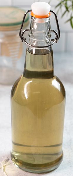 Tarragon vinegar in a clip-top bottle
