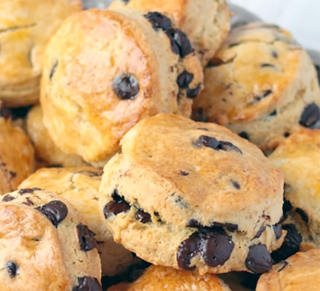 pile of chocolate chip scones