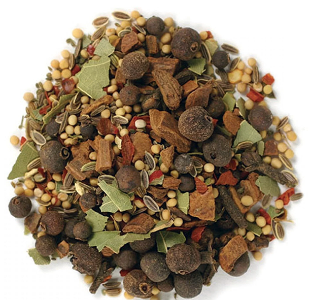 mound of whole spices used in making pickling spice