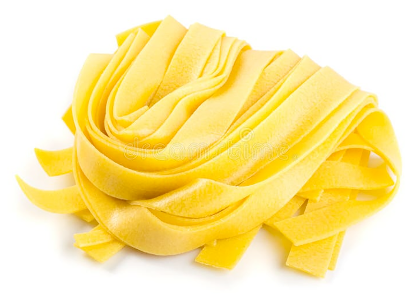 reedmace pollen noodles curled up against a white background