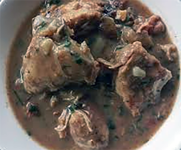 Chicken white soup, in a white bowl