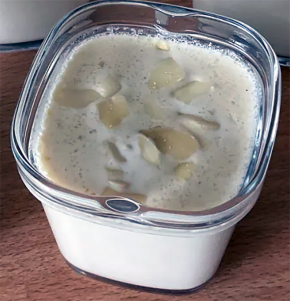 almond curd in a jar