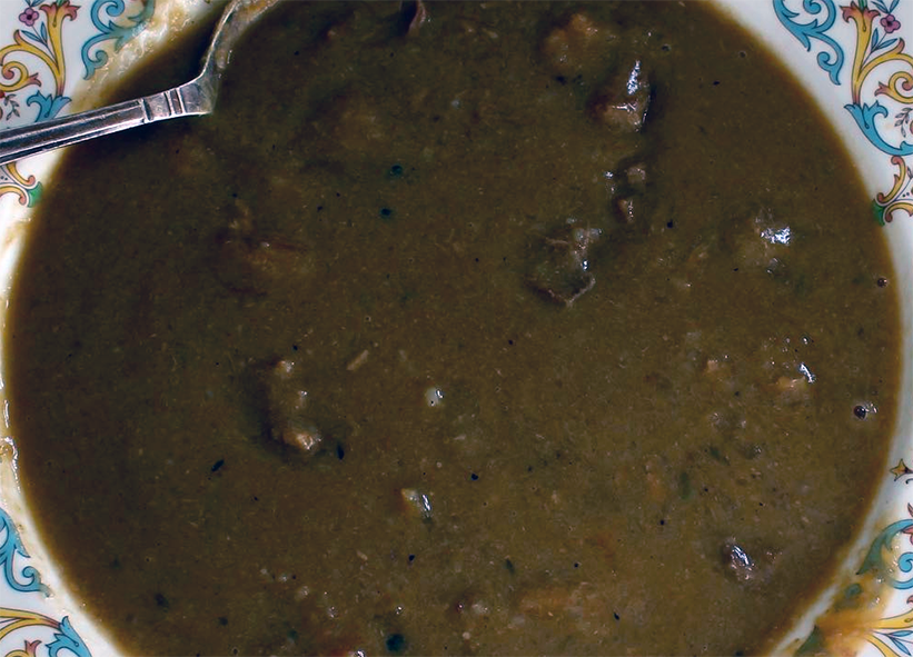 brown windsor soup in a soup bowl