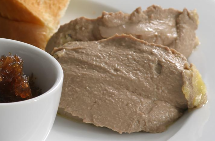 chicken liver parfait with toast and onion marmalade