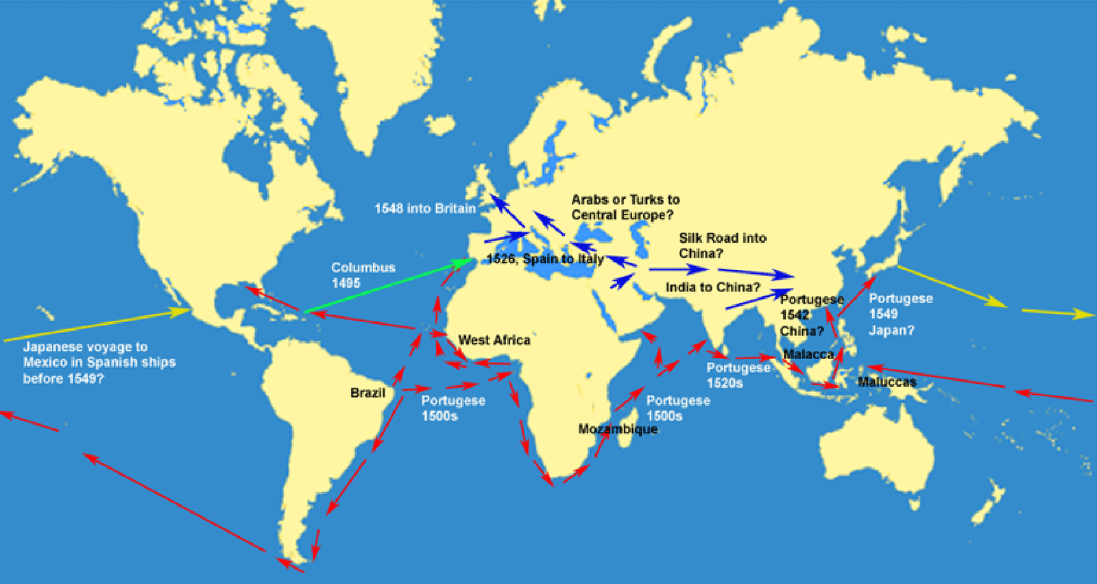 Routes for chilli distribution through the Old World