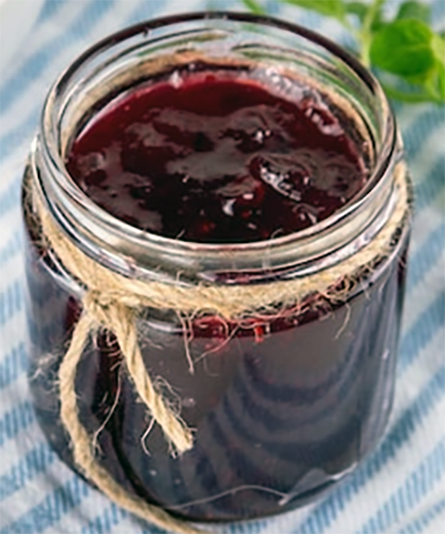 cornelian cherry conserve in a jam jar
