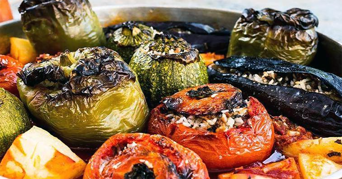 mix of different stuffed vegetables in a bowl