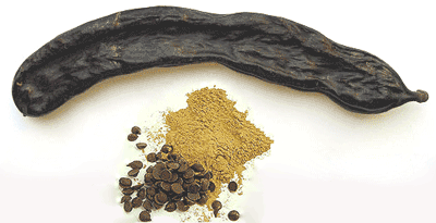 carob pod, whole and ground seeds