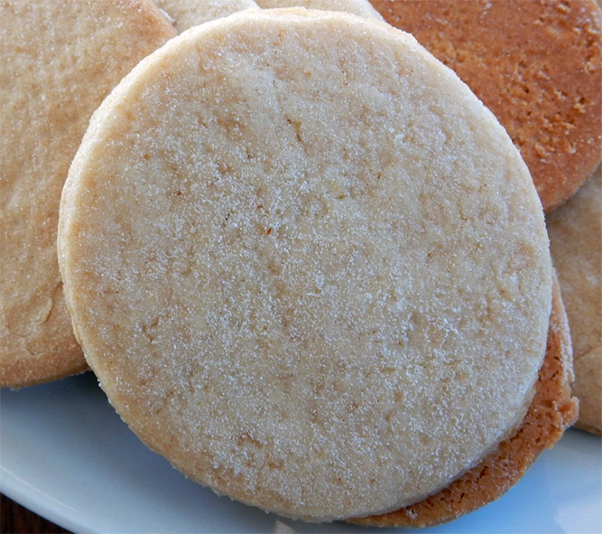 honey wafer biscuits piled on a plate