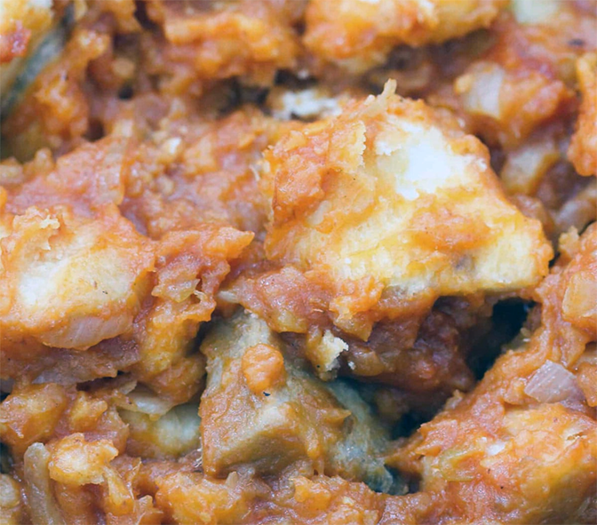 yams in spicy tomato sauce