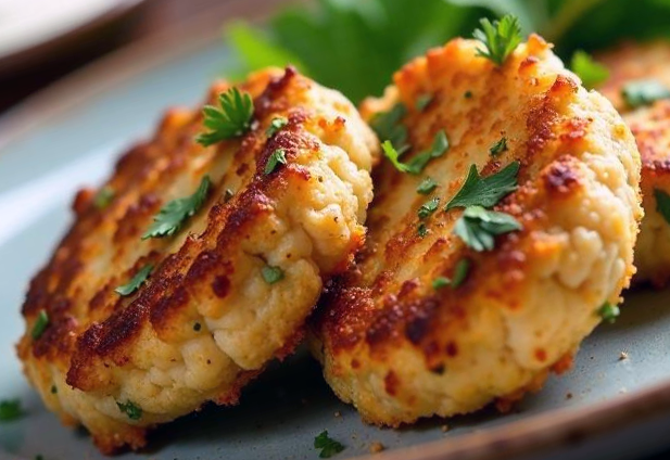 two breaded Irish fish cakes on a plate