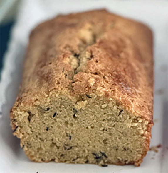 Estonian caraway tea cake served on an oblong dish