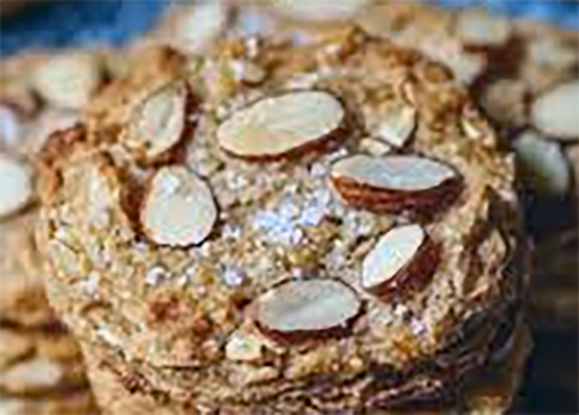 close-up of almond containing Maidstone biscuit