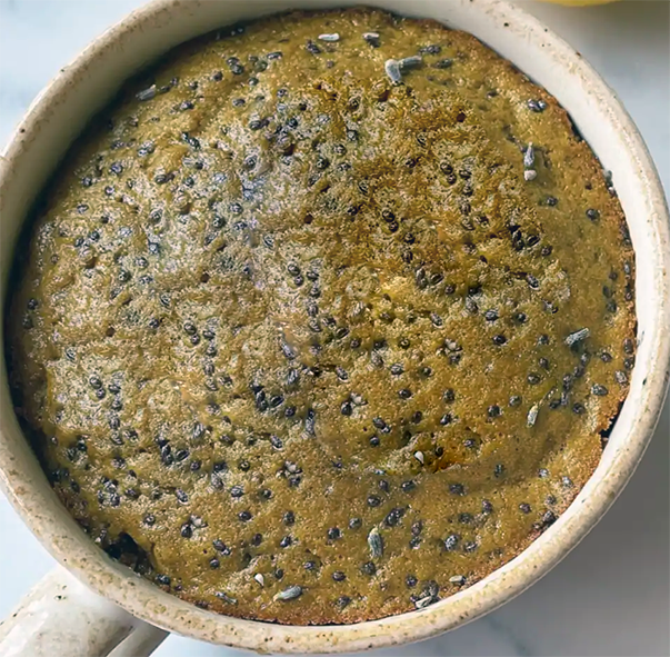 microwave chia seed mug cake in a mug