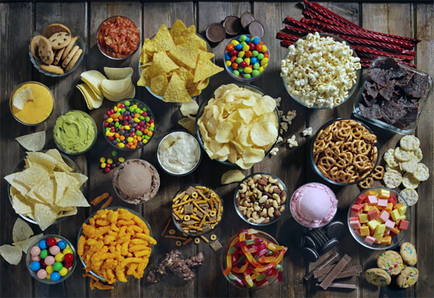 A range of different mixed snacks.