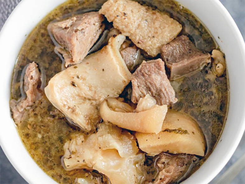pepper soup of mixed meats served in a bowl
