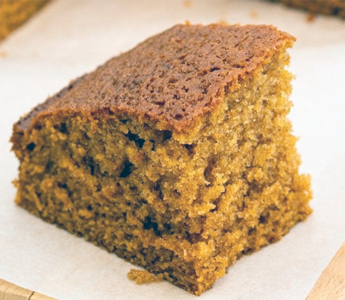 piece removed from a ginger cake