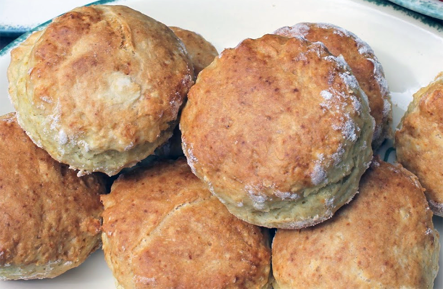 old fashioned cream scones mounded on a plate